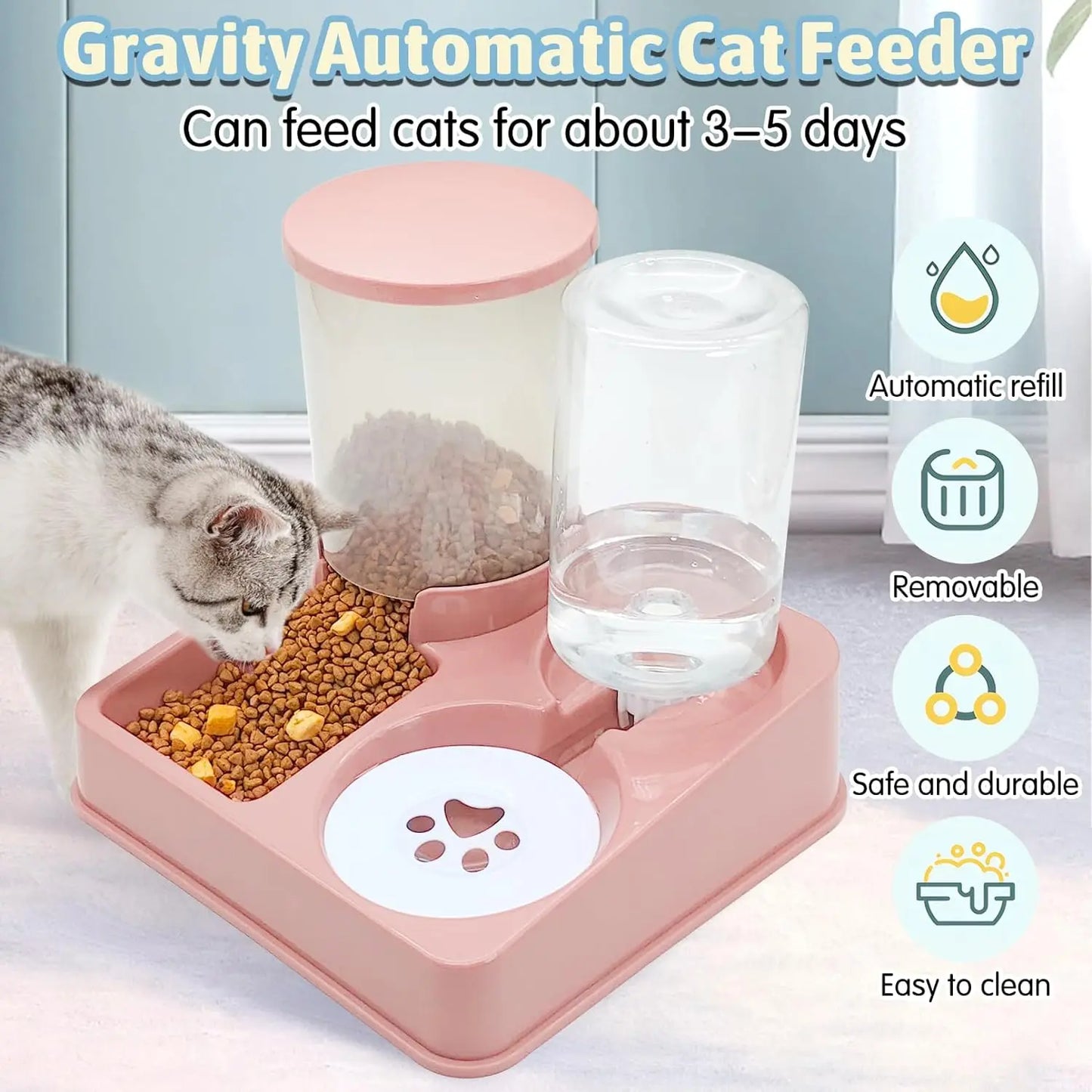 Mat- och Vattendispenser för Katt & Hund – Självpåfyllande Gravitationsdesign (kopia)